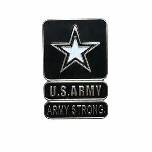 US Army Strong Lapel Pin Enamel Black White Silver Collectible Military Jewelry